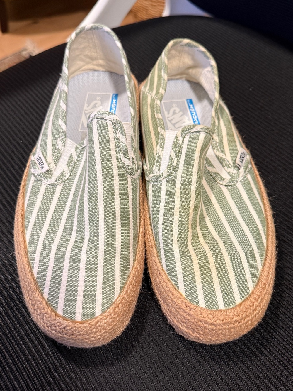 NEW Vans Women Slip-On Espadrille/sneaker  in Green and White Stripe